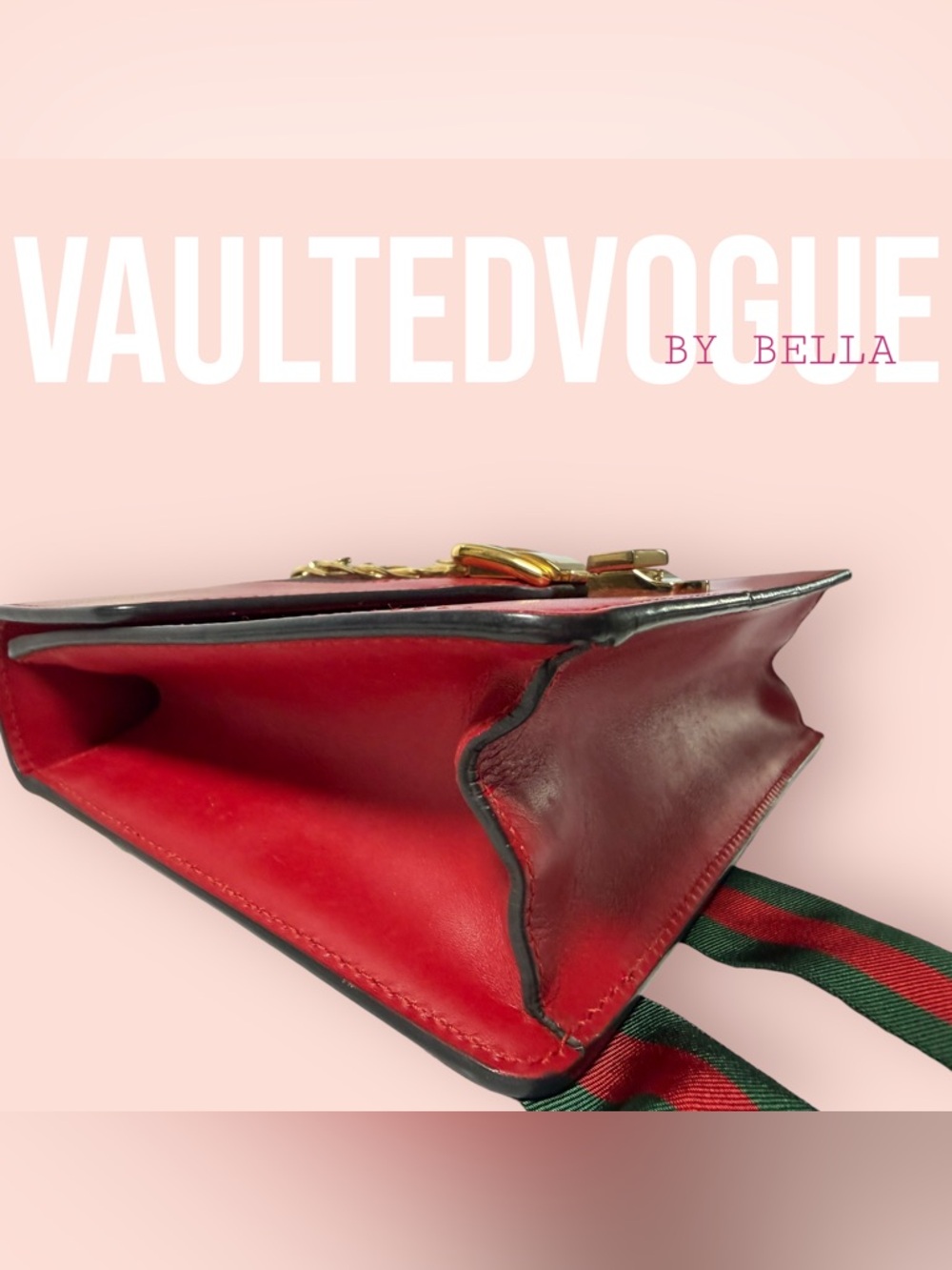 ❤️ Gucci Sylvie Small Shoulder Bag | Red Leather | Web Stripe | Authentic ❤️ - Picture 14 of 16
